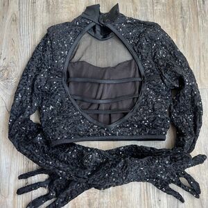 Weissman Raingurl Dance Top Women's S A Black Sequin Bling